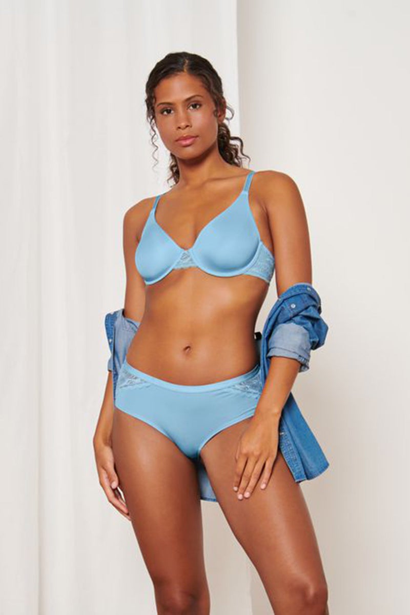 Tchibo Women Solid Non Padded Wired Bra, Light Blue - Image 1
