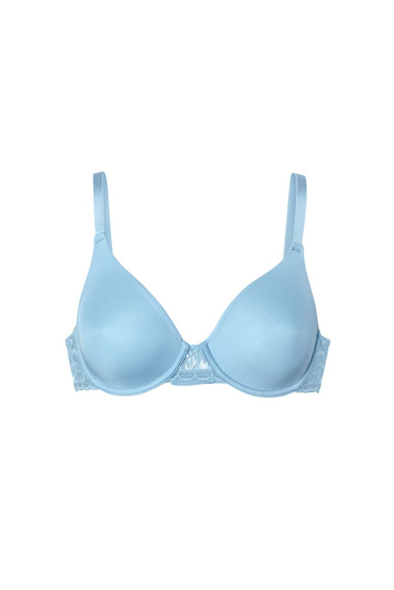 Tchibo Women Solid Non Padded Wired Bra, Light Blue - Image 2