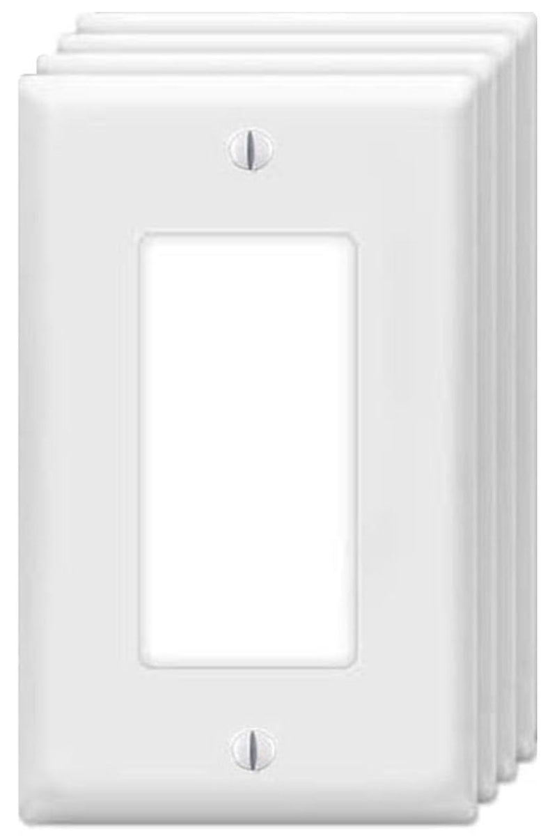 Zeftv Decorator Wall Plates 1-Gang Switch Outlet Electrical Cover Plate Unbreakable Thermoplastic Faceplate For Light Receptacle Outlet Switch  White (4 Pack) - Image 1