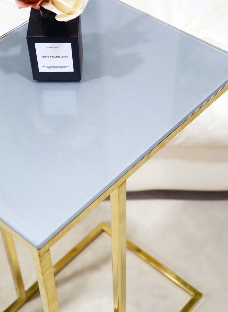 Sharpdo طاولة قهوة مربعة، غرفة معيشة حديثة بسيطة، زجاج مقسى منزلي، طاولة جانبية بأسلوب فاخر خفيف - Image 3