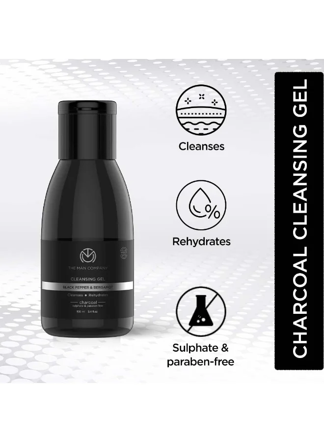 The Man Company  Activated Charcoal Tan Removal Cleansing Gel For Oil Control And Glowing Skin - 100Ml for Men | Best Price UAE