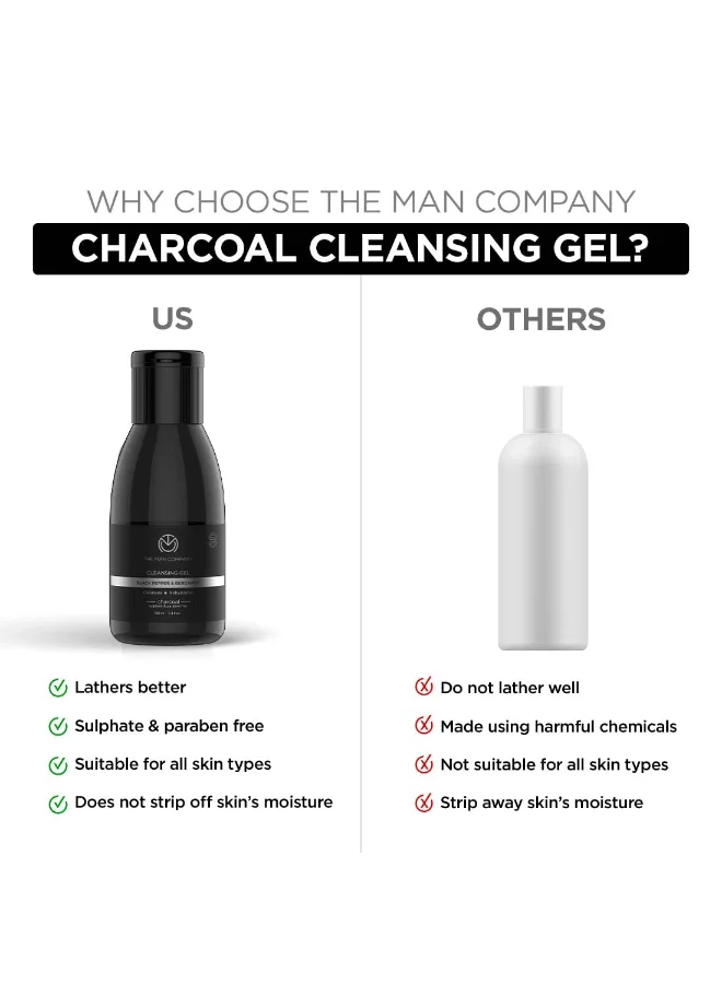 The Man Company  Activated Charcoal Tan Removal Cleansing Gel For Oil Control And Glowing Skin - 100Ml for Men | Best Price UAE