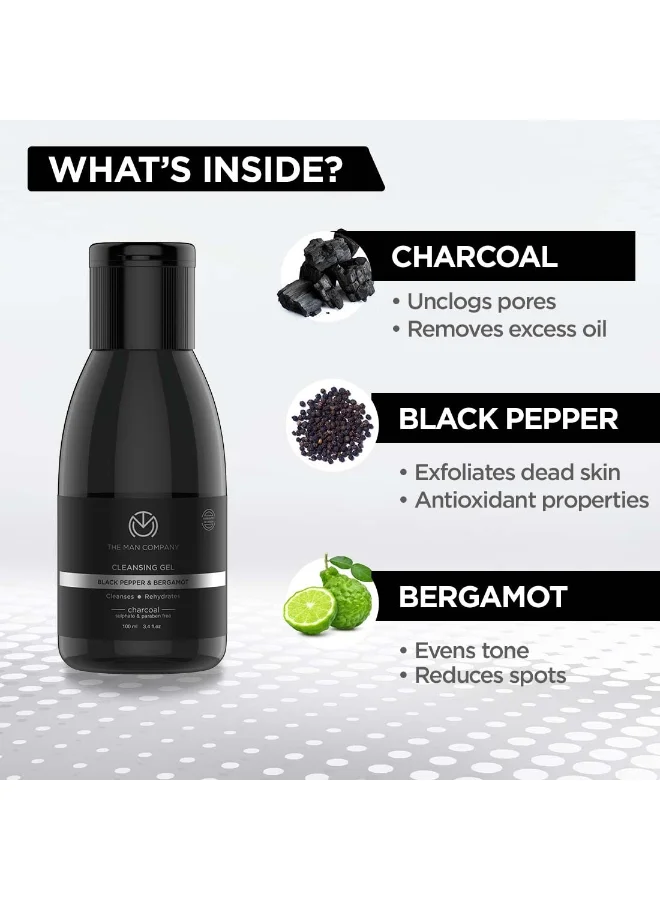 The Man Company  Activated Charcoal Tan Removal Cleansing Gel For Oil Control And Glowing Skin - 100Ml for Men | Best Price UAE