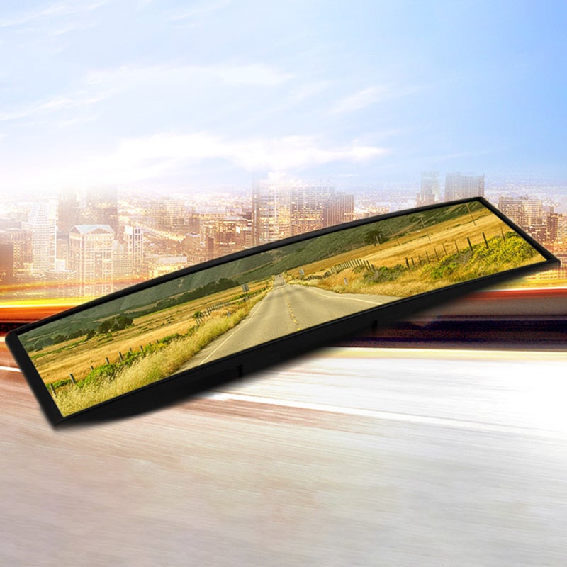 Universal Car Mirror: 30cm Black HD Glass Convex Rearview Mirror - Wider Angle View Clip On Blind Spot Mirror for Universal Vehicles Safe Driving - Image 5