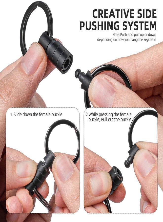 FEGVE Titanium Small Quick Release Keychain, Pull Apart Detachable Keychain with 4 Key Rings for Men and Women - Image 3