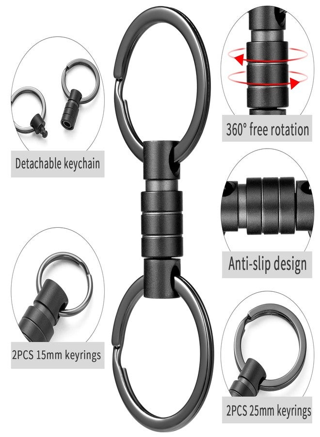 FEGVE Titanium Small Quick Release Keychain, Pull Apart Detachable Keychain with 4 Key Rings for Men and Women - Image 4