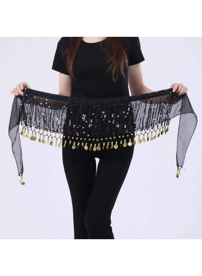 أوشحة رقص شرقي نسائية للرقص الشرقي للنساء وشاح شيفون متدلي للرقص الشرقي مع شرابة عملة معدنية - Image 1