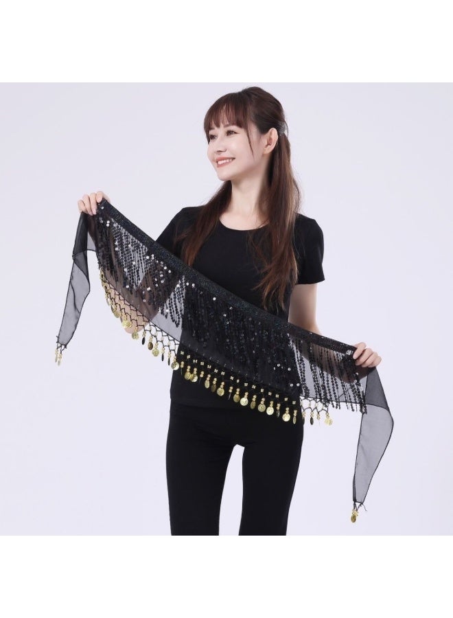 أوشحة رقص شرقي نسائية للرقص الشرقي للنساء وشاح شيفون متدلي للرقص الشرقي مع شرابة عملة معدنية - Image 2