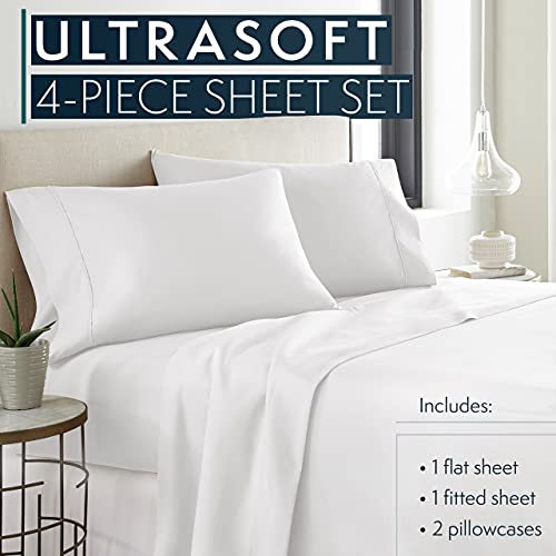 HC Collection Bed Sheets Set, HOTEL LUXURY Platinum Collection 1800 Series Bedding Set, Deep Pockets, Wrinkle & Fade Resistant, Hypoallergenic Sheet & Pillow Case Set (Queen, White) - Image 2