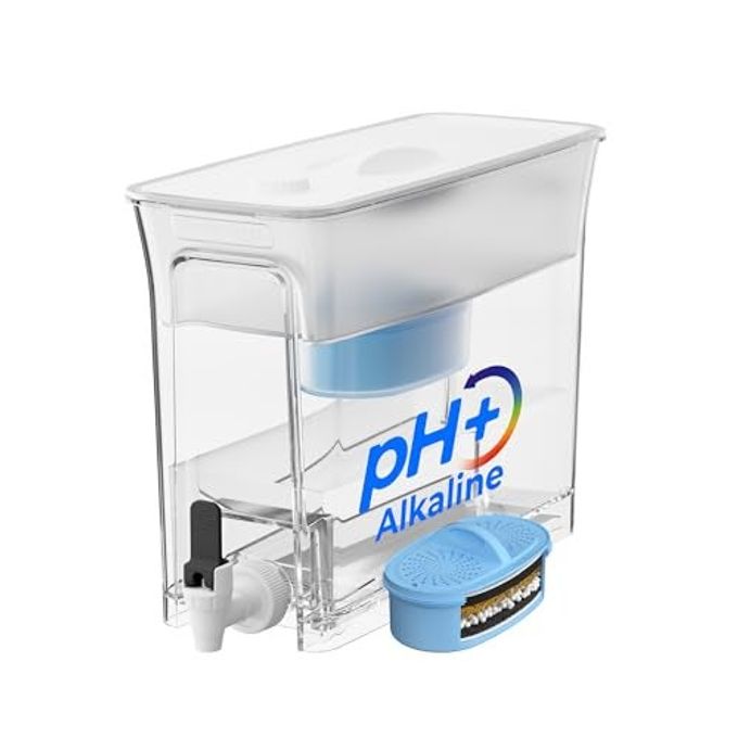 Waterdrop Slim Alkaline Water Filter Dispenser, 35-Cup, Large Capacity, 100-Gallon Long-Life, Faster Filtration, Reduces Chlorine, PFOA/PFOS and More, BPA Free, White (with 1 Filter)