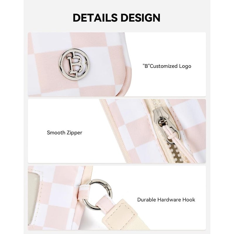Bostanten Wristlet Wallets for Women RFID Checkered Wallet with ID Window Nylon Wristlet Purse with 3 Zippers - Image 4