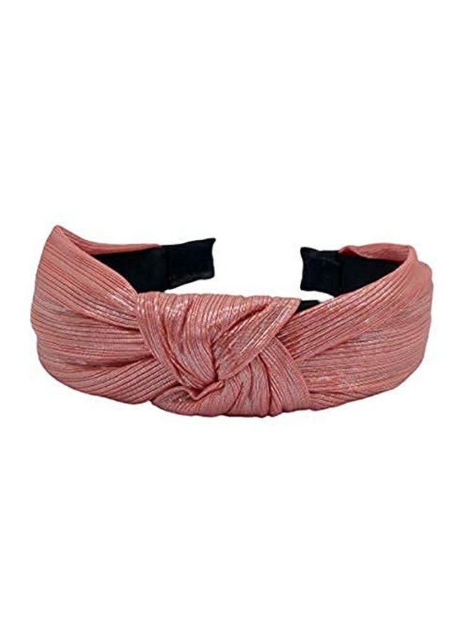 Drishti Solid Shimmer Fabric Knot Plastic Hairband Headband for Girls and Woman Pack Of1 (Pink) - Image 4