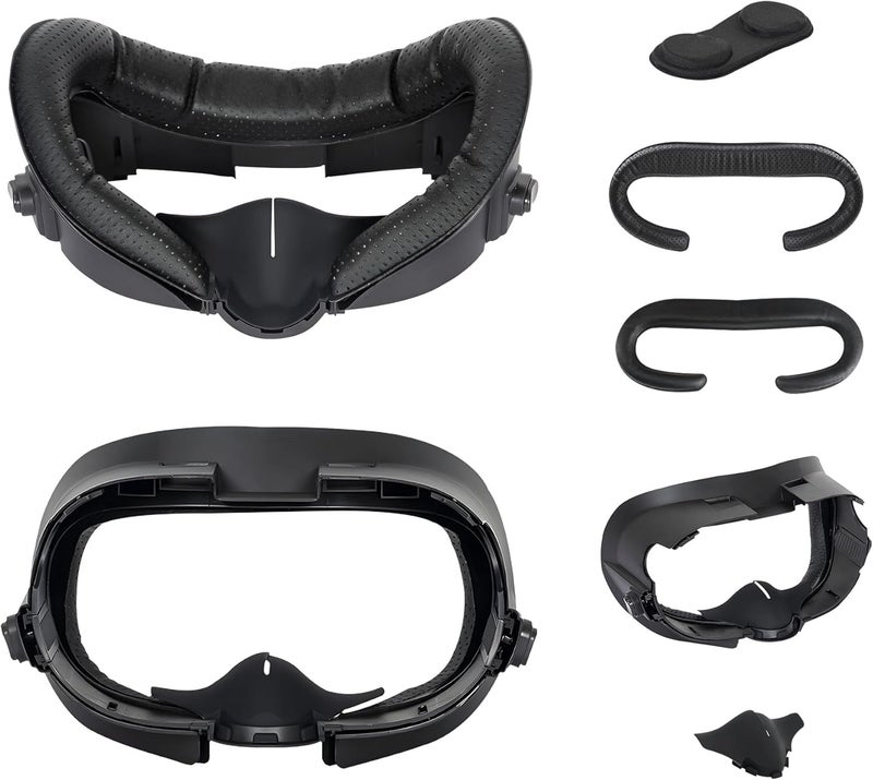 حامل واجهة الوجه للواقع الافتراضي (VR) لملحقات Meta Quest 3، غطاء وسادة وجه مقاوم للعرق بديل، وسادة وجه إسفنجية قابلة للتنفس واقية، قطن حريري مثلج