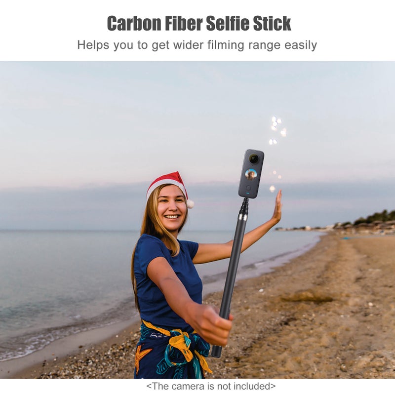 Portable Selfie Stick Carbon Fiber Stand Camera Bracket 1/4 Inch Screw Mount 45.5cm-280cm/ 17.9in-110in Adjustable Length Compatible with Insta360 X2/ X3 - Image 4