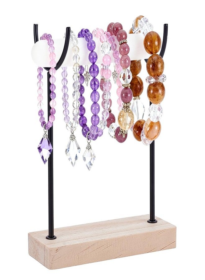 AHANDMAKER Crystal Stone Holder Display Stand Jewelry Organizer Stand with Wooden Base Detachable Jewelry Wrap Watch Organizer Holder for Necklaces Rings Bracelets Keychains Storage - Image 3
