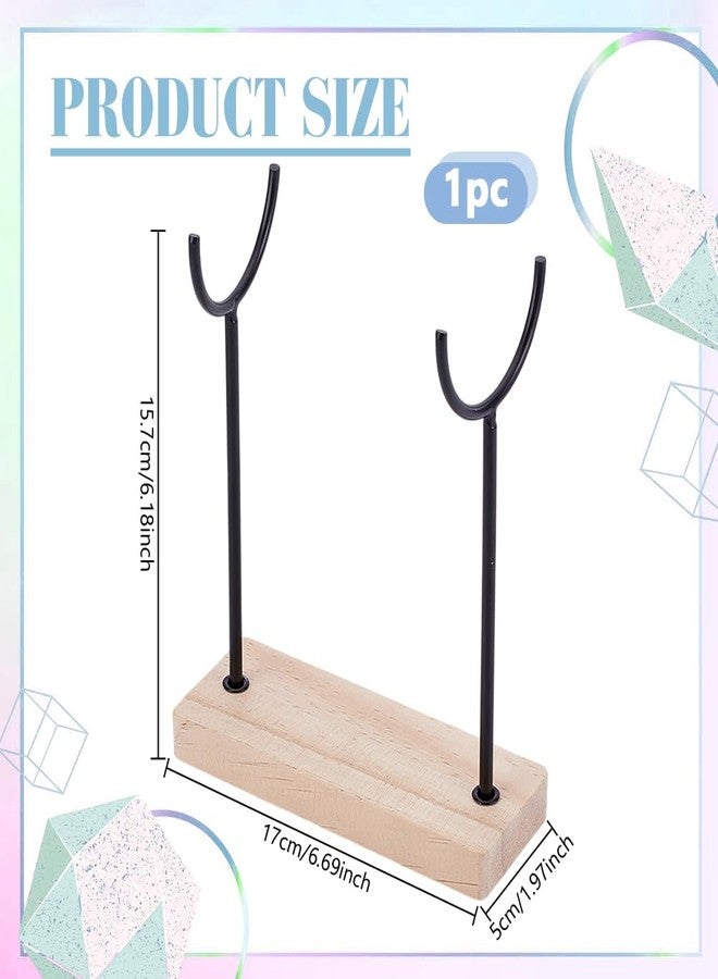 AHANDMAKER Crystal Stone Holder Display Stand Jewelry Organizer Stand with Wooden Base Detachable Jewelry Wrap Watch Organizer Holder for Necklaces Rings Bracelets Keychains Storage - Image 2