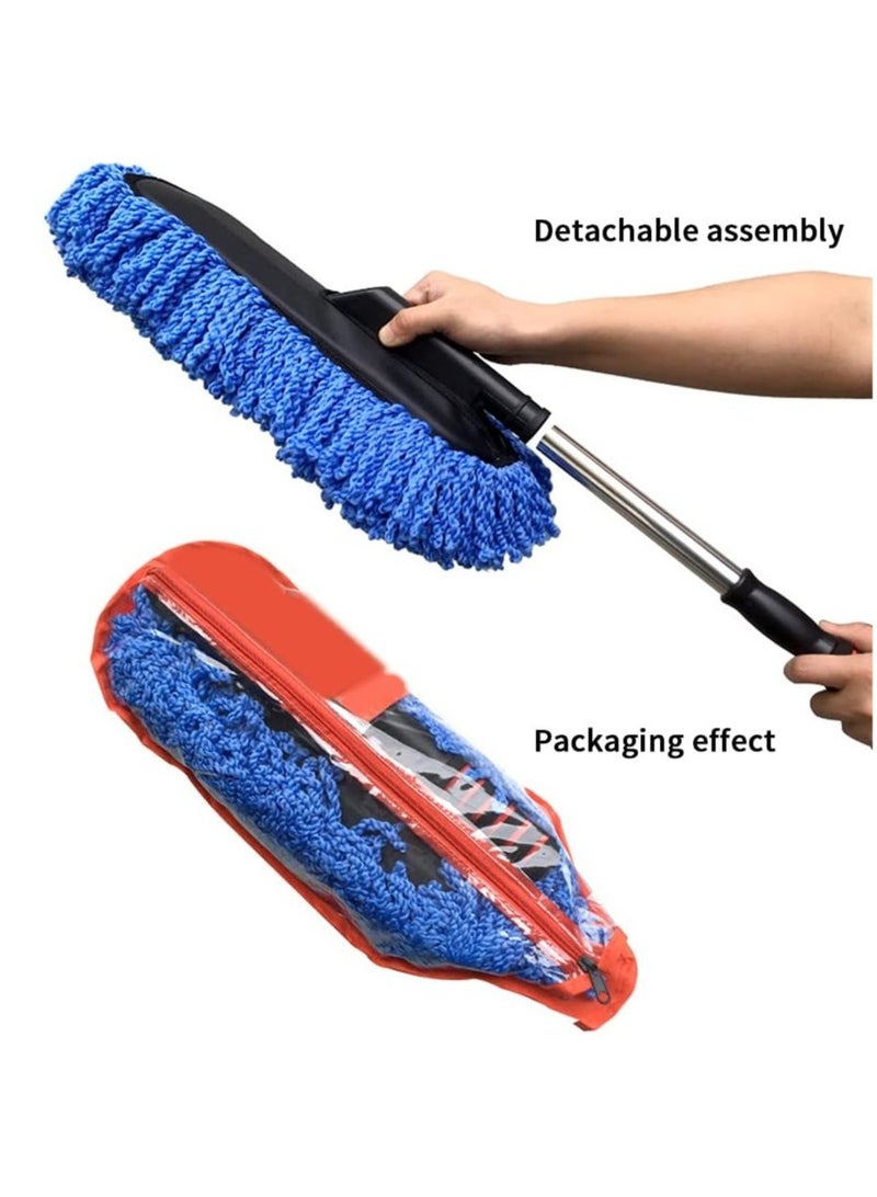 Generic Car Wash Brush with Long Handle, Car Detail Cleaning Brushes Kit Polishing Pad, Car Washing Gloves, Cleaning Squeegee, Duster for Washing Car Seat, Window, Roof, Wardrobe  - Image 3