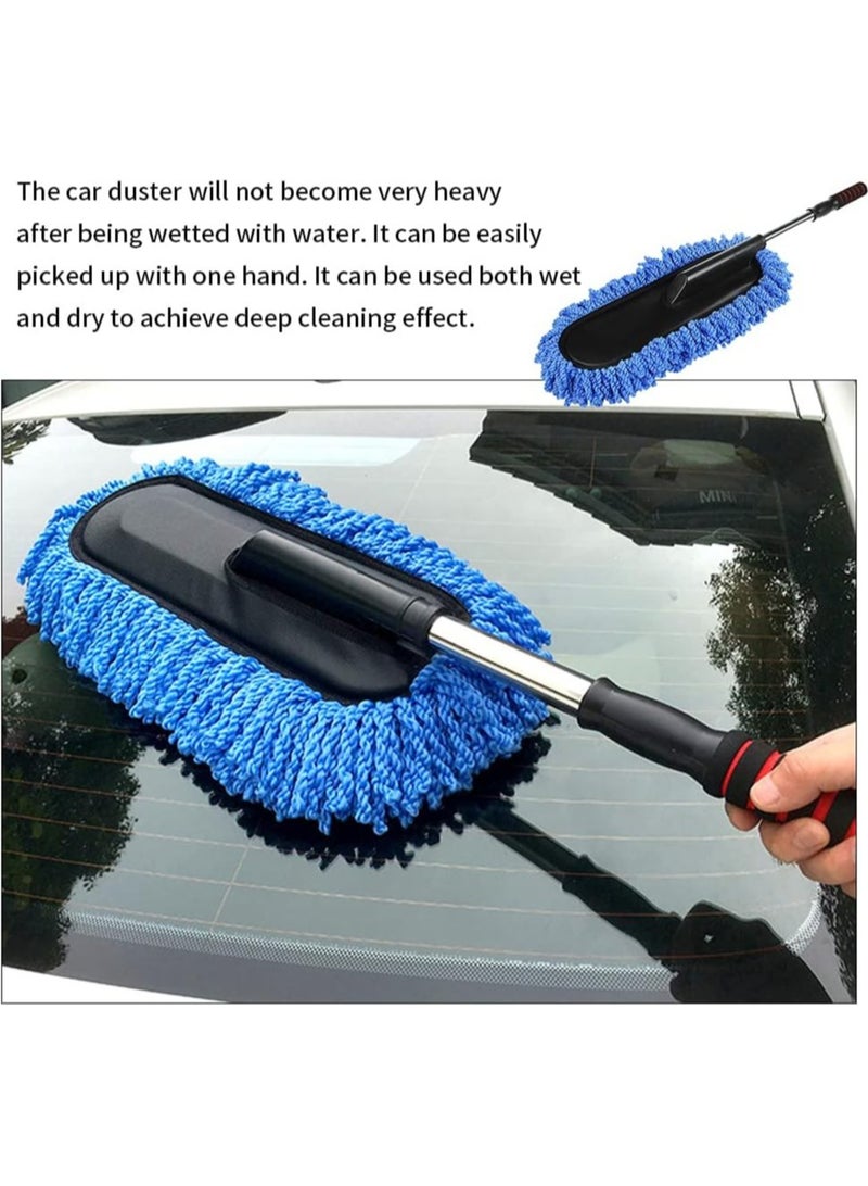 Generic Car Wash Brush with Long Handle, Car Detail Cleaning Brushes Kit Polishing Pad, Car Washing Gloves, Cleaning Squeegee, Duster for Washing Car Seat, Window, Roof, Wardrobe  - Image 4