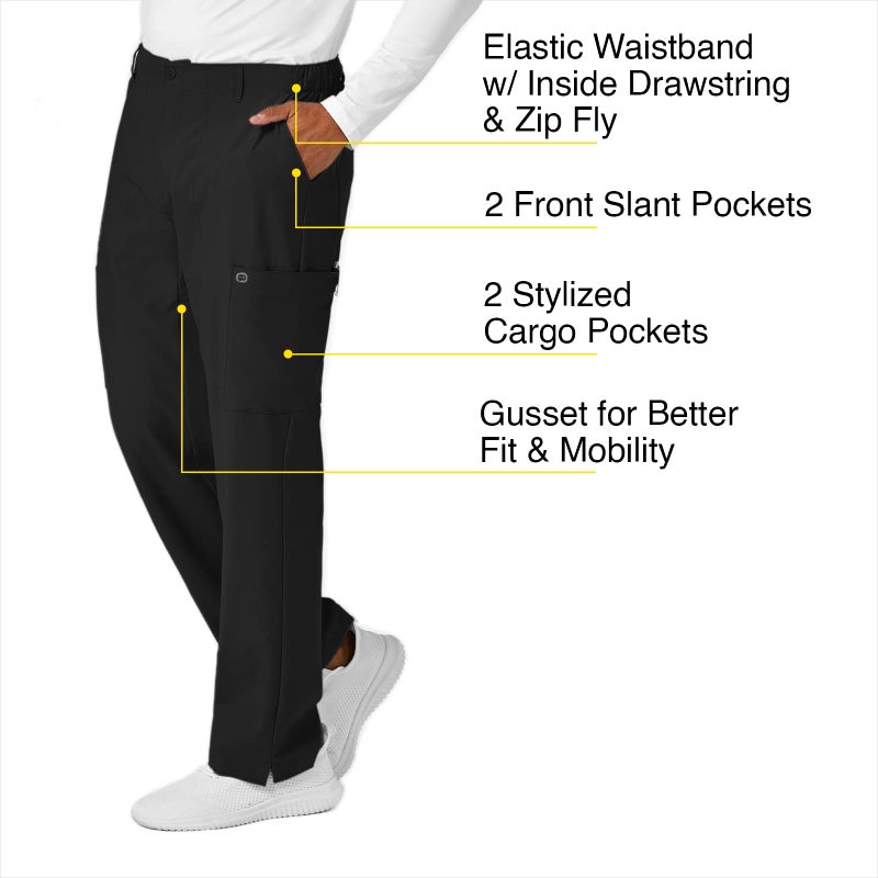 WINK Scrubs for Men, W123, Flat Front Cargo Pants with Full Zipper Fly and 9 Pockets - Image 2