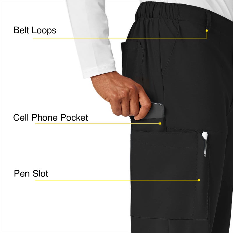 WINK Scrubs for Men, W123, Flat Front Cargo Pants with Full Zipper Fly and 9 Pockets - Image 3