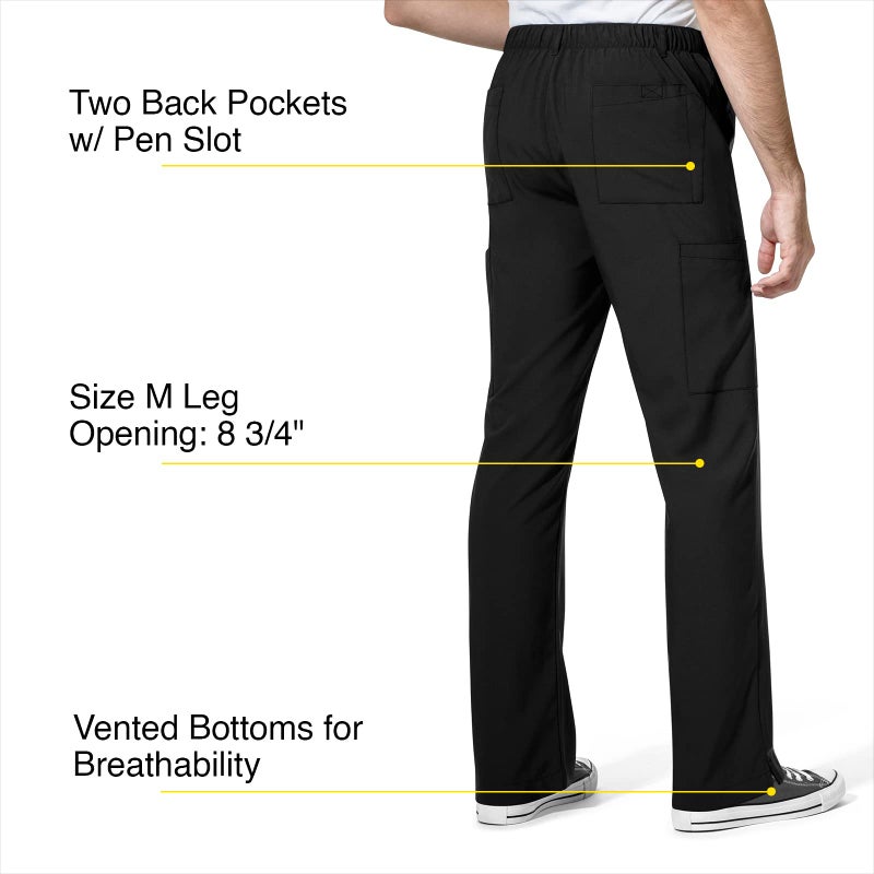 WINK Scrubs for Men, W123, Flat Front Cargo Pants with Full Zipper Fly and 9 Pockets - Image 4