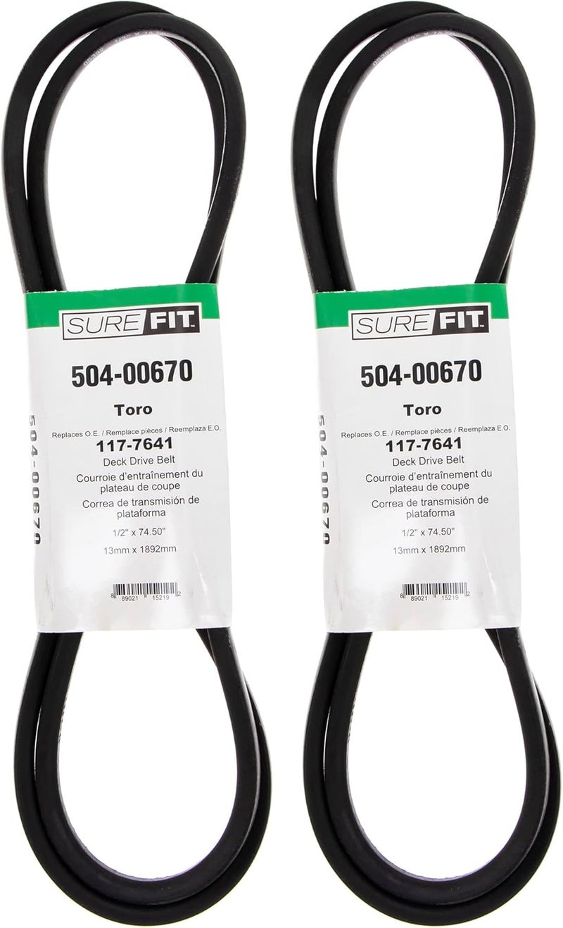 Surefit SureFit Deck Drive Belts Replacement for Toro 1177641 36 Turbo Force Deck Grandstand Lawn Mowers 2 Pack  - Image 1