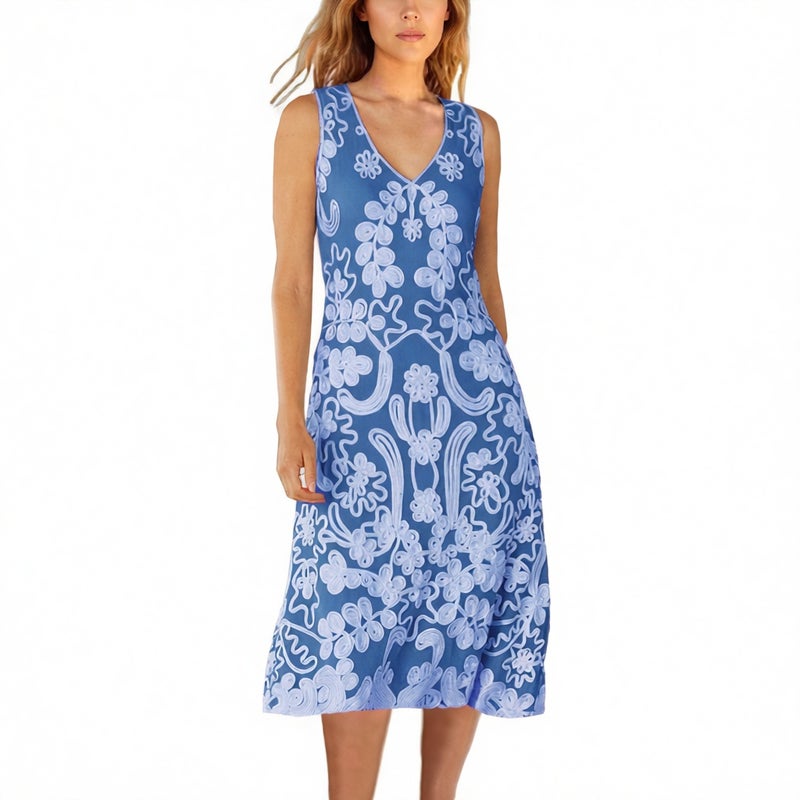 Women's Ethnic Print Loose Fit Long Maxi Dress - Image 3
