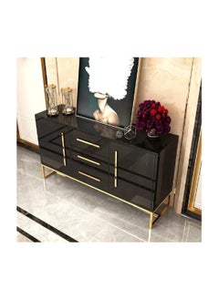 AWD Elegant Sideboard, Storage Organizer Cabinet, Multifunctional Sideboard Buffet Server Engineered Wood Tempered Glass Top, Ideal for Dining Room, Kitchen or Living and Home Décor. (Black)  - Image 2