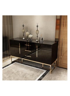 AWD Elegant Sideboard, Storage Organizer Cabinet, Multifunctional Sideboard Buffet Server Engineered Wood Tempered Glass Top, Ideal for Dining Room, Kitchen or Living and Home Décor. (Black)  - Image 3