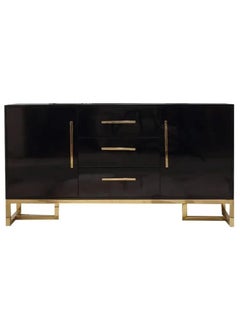 AWD Elegant Sideboard, Storage Organizer Cabinet, Multifunctional Sideboard Buffet Server Engineered Wood Tempered Glass Top, Ideal for Dining Room, Kitchen or Living and Home Décor. (Black)  - Image 4