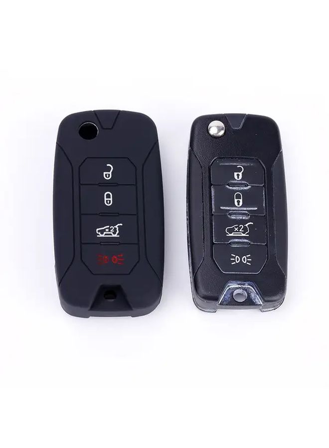 Black Key Case Cover For 4 Buttons Folding Remote Jeep Car 2016 - Image 4