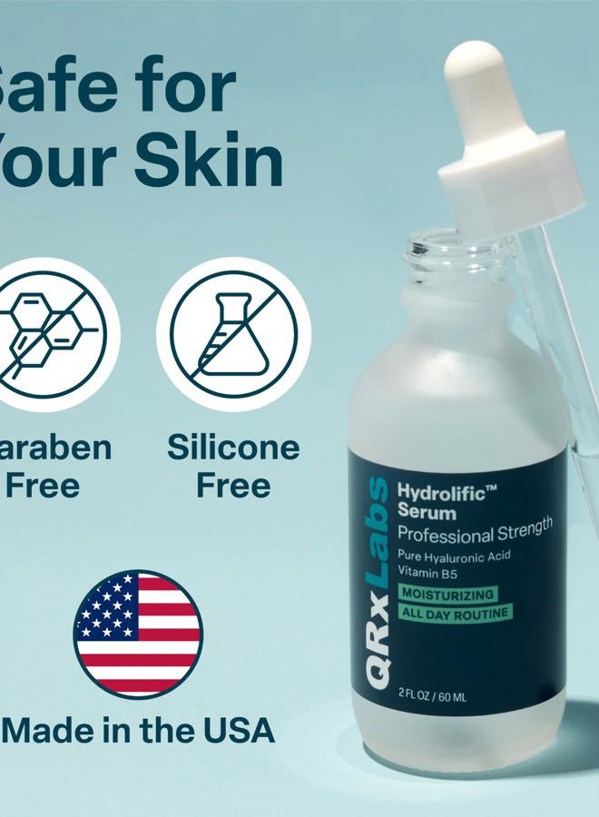 QRxLabs Hydrolific Serum - Ultra Pure Hyaluronic Acid Serum Boosted with Vitamin B5 (LARGE 2 oz) – Formulated to Maximize Dermal Penetration and Provide Long-Lasting Hydration – Best Skin Moisturizing Serum - Image 5
