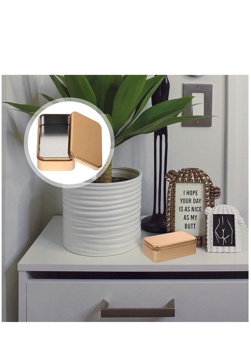Y&D - 4Pcs Tins Containers Metal Rectangular Empty Hinged Box Portable Storage with Lid Small Set for Home Organizer(Golden) - Image 1