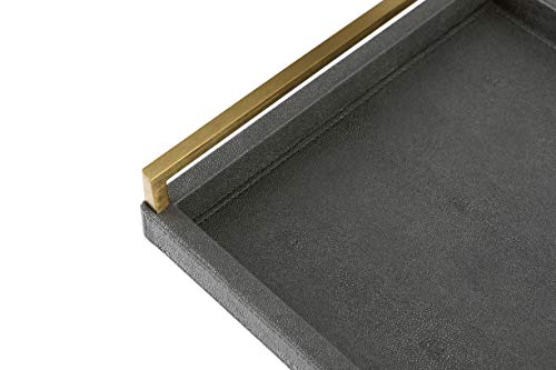 WV 17.8 * 11.8" Grey Shagreen Large Serving Tray with Brushed Gold Handle,Faux Leather Home Decorative Tray, Coffee Table Tray for Living Room, Dinning, Vanity （Grey - Image 5