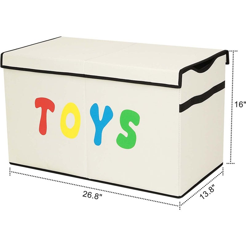 YOLOXO Toy Box Chest, Collapsible Sturdy Storage Bins with Lids, Extra Large Kids Toy Storage Organizer Boxes Bins Baskets for Kids, Boys, Girls, Nursery Room, Playroom, Closet (New Beige) - Image 2