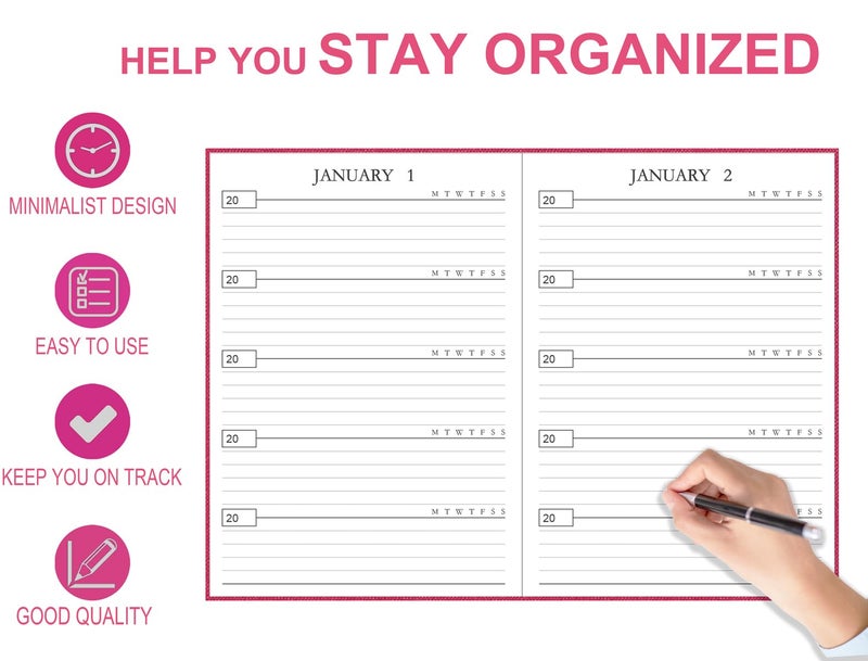Tuun Fuplan Hard Cover 5 Year Journal | The Easiest to Use Five Year Journal | Quick and Easy Five Year Memory Notebook | 5.8'' x8.3'', Pink - Image 4