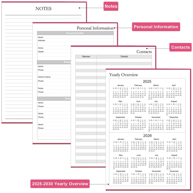 Tuun Fuplan Hard Cover 5 Year Journal | The Easiest to Use Five Year Journal | Quick and Easy Five Year Memory Notebook | 5.8'' x8.3'', Pink - Image 5