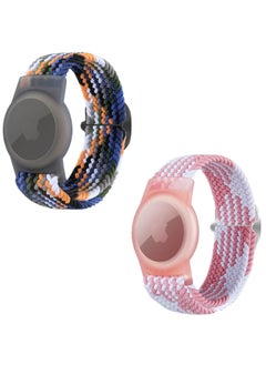 Anmi 2 Pack Airtag Kids Wristbands, Kids Bracelet Compatible with Apple AirTag, Nylon Strap Tracker Cassette Holder Accessories for Toddlers Adults, Adjustable Anti-Lost 