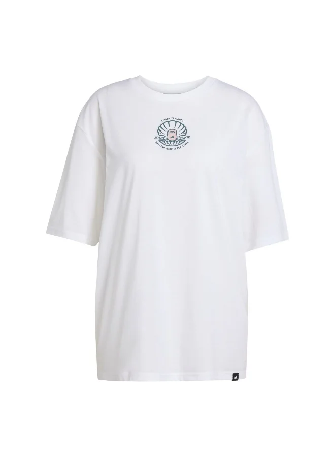 Adidas Adidas W Str G T White Graphic Tee (Short Sleeve) T-Shirts For Women