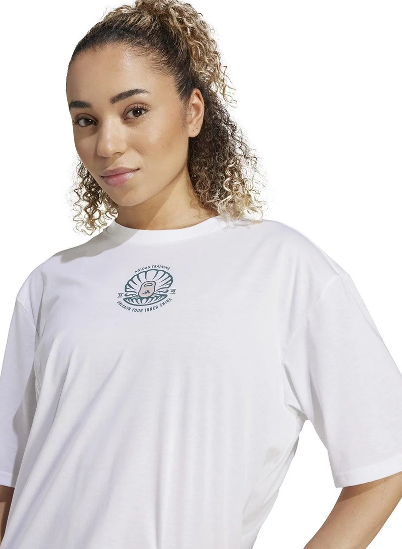 Adidas WHITE Climacool Strength Training Graphic T-Shirt for Women | Best Price UAE
