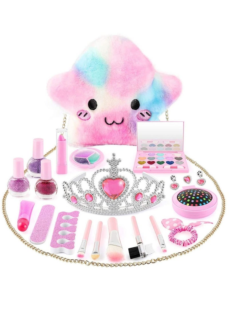 DG 21-Piece Kids Makeup Kit For Girls Princess Dress Up Makeup Set With Cute Cosmetic Makeup Bag For Little Girls Birthday Gifts - Image 2