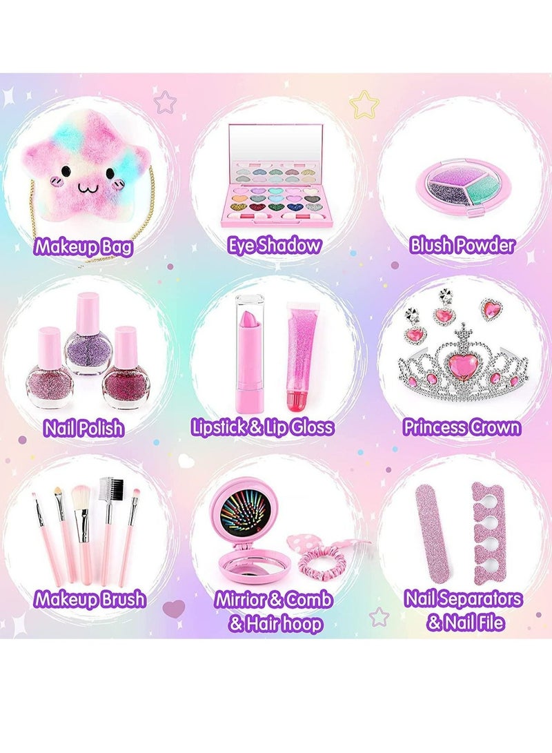 DG 21-Piece Kids Makeup Kit For Girls Princess Dress Up Makeup Set With Cute Cosmetic Makeup Bag For Little Girls Birthday Gifts - Image 3