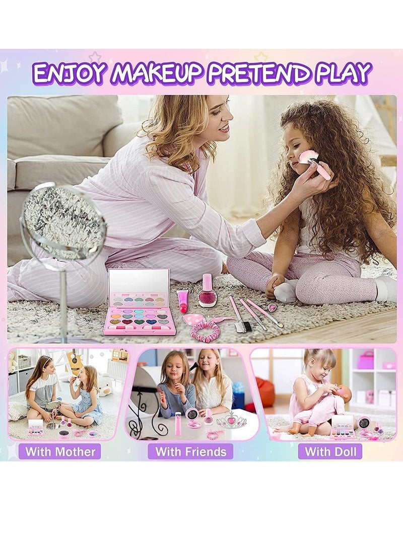 DG 21-Piece Kids Makeup Kit For Girls Princess Dress Up Makeup Set With Cute Cosmetic Makeup Bag For Little Girls Birthday Gifts - Image 4
