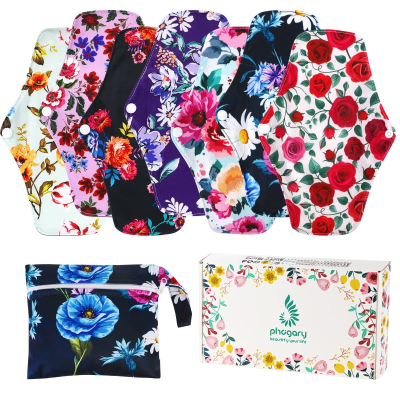 PHOGARY Reusable Menstrual Pads Breathable Mesh Surface Cloth Sanitary Pads Set for Heavy Flow with Wet Bag Washable Overnight Cloth Panty Liners with Wings for Women - Image 2