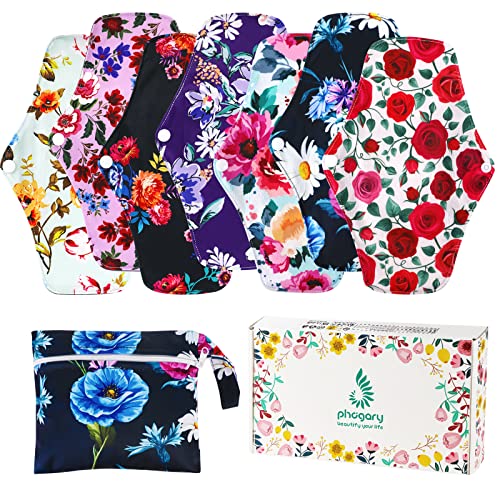 PHOGARY Reusable Menstrual Pads Breathable Mesh Surface Cloth Sanitary Pads Set for Heavy Flow with Wet Bag Washable Overnight Cloth Panty Liners with Wings for Women - Image 1