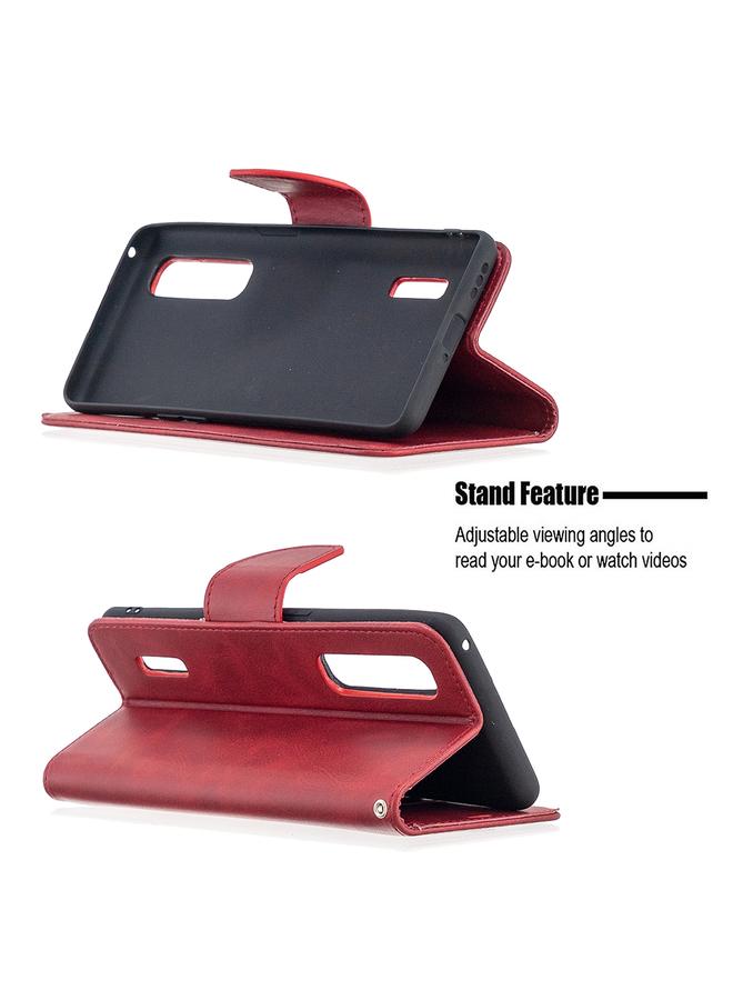 اس-توب جراب لهاتف OPPO Find X2 Pro بتصميم كلاسيكي من جلد الحمل، بلون نقي، مع حامل وفتحات للبطاقات ومحفظة وحبل تعليق - Image 4