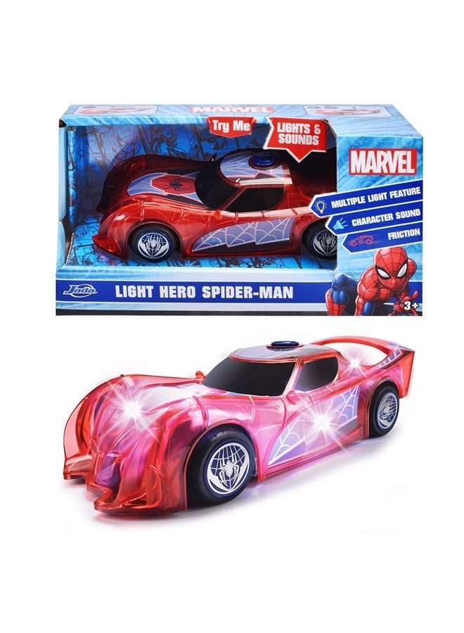 JADA Marvel Spider-Man Light Hero Toy Car Die-Cast with Friction, Light, and Sound Effects, 15 cm Scale, Multicolor - Image 1
