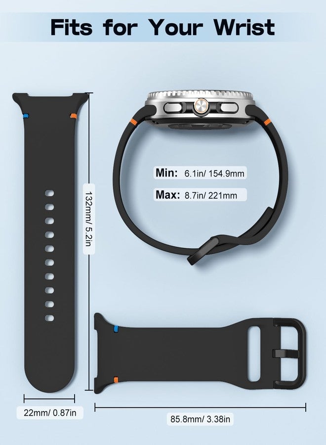 MoKo Sport Band for Samsung Galaxy Watch 8 Band 40mm 44mm/Galaxy Watch 8 Classic 46mm, Soft Silicone Replacement Strap for Men Women, M/L, Black - Image 5