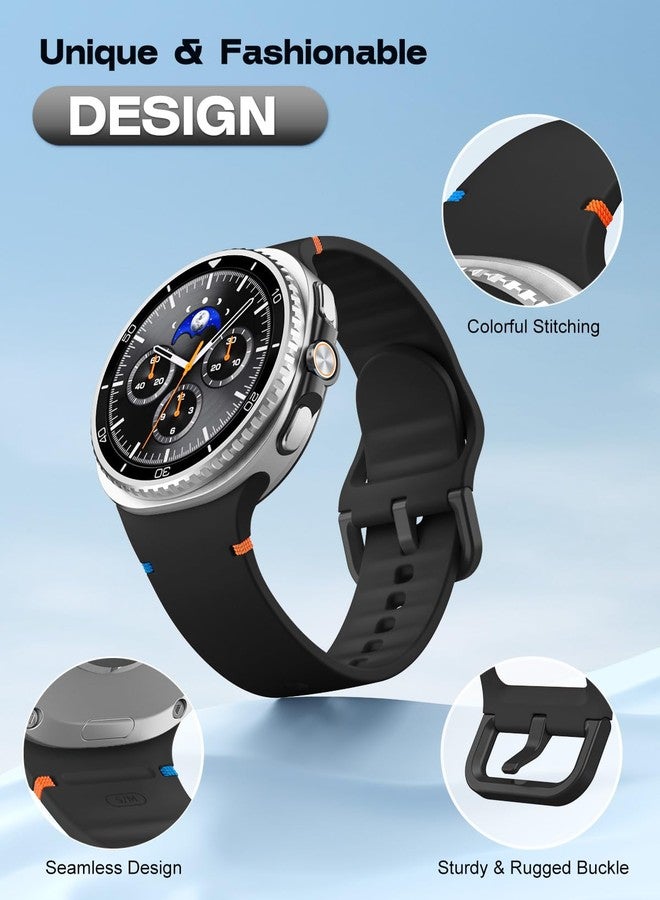 MoKo Sport Band for Samsung Galaxy Watch 8 Band 40mm 44mm/Galaxy Watch 8 Classic 46mm, Soft Silicone Replacement Strap for Men Women, M/L, Black - Image 3