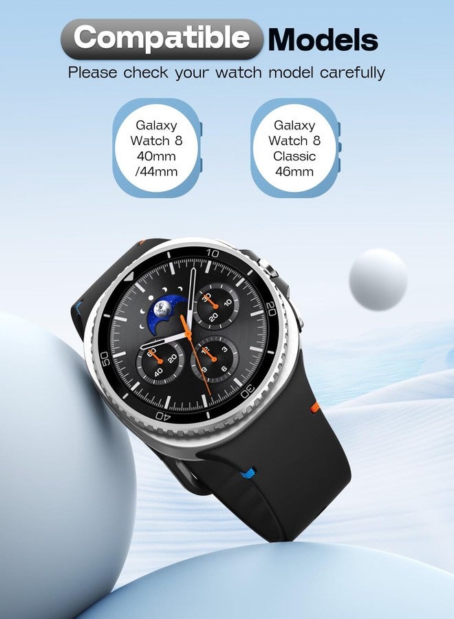 MoKo Sport Band for Samsung Galaxy Watch 8 Band 40mm 44mm/Galaxy Watch 8 Classic 46mm, Soft Silicone Replacement Strap for Men Women, M/L, Black - Image 2